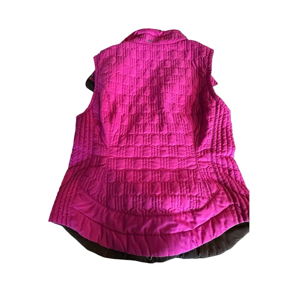 Nike Vest Women's Small (4-6) Pink Sleeveless High Collar‎ Faux Fur Zip Button